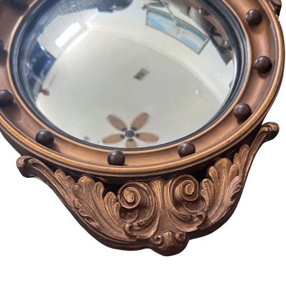 Vintage Old Mid 20th century Ornate Eagle Convex Round Mirror about 13x18" - Picture 7 of 10